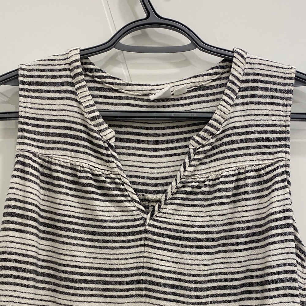 💥 GAP Striped Sleeveless Mini Dress with Pockets Black White Classic Tunic Style